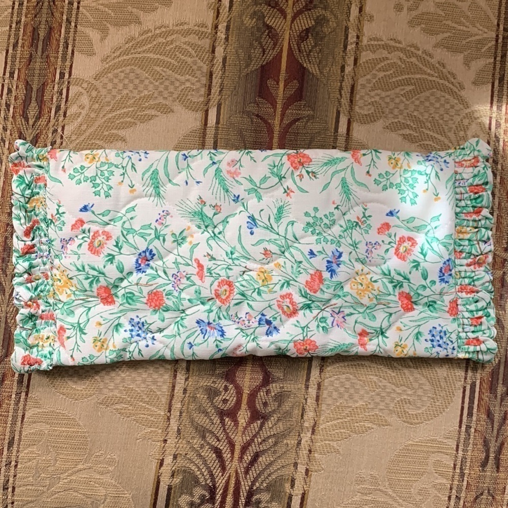 vintage handmade quilted Ruffle envelope pouch travel bag wildflower nwot fabric - Picture 7 of 7